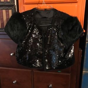 Bcbgmaxazira  rabbit furr blazer glitter sequin